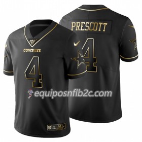 Camiseta Hombre NFL Dallas Cowboys Dak Prescott 4 Nike Negro Golden Edition 100th